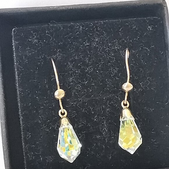 Vintage 9kt Gold Austrian Crystal Drop Earrings - Picture 2 of 8